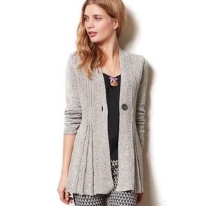 Anthropologie Light Gray Open-Front Knit Cardigan
